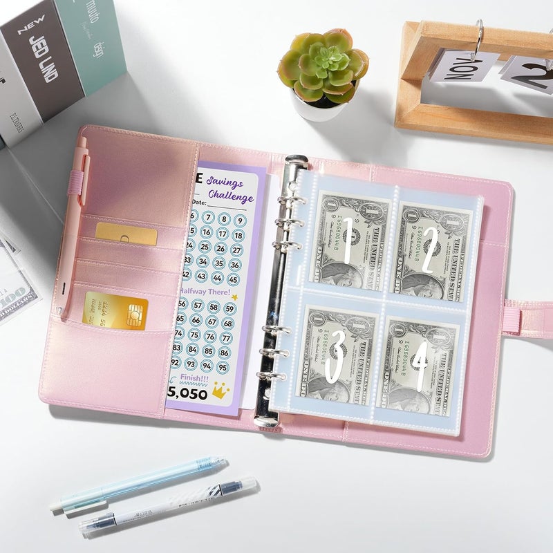 Fabmaker 100 Envelopes Money Saving Challenge Binder, A5 Savings Challenges Book with Envelopes & Reusable Tracker, Binder - Save $5050 in Fun & Motivating Way, Christmas Gifts for Teen, Mon Thanksgiving gifts - Image 2